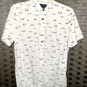 TopMan size M mustache casual button down shirt.